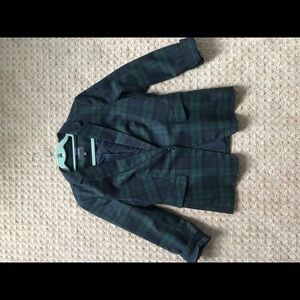 The Limited Navy Blue/Forest Green Plaid Blazer
